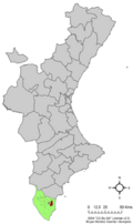 Localització de Rojals respecte al País Valencià